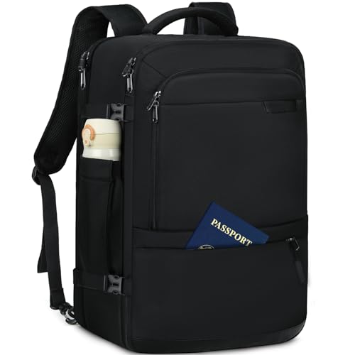 NUBILY Laptop Rucksack Herren Reiserucksack 17.3 Zoll Große Handgepäck Reiserucksack Flugzeug 40L Wasserdicht Schulrucksack Jungen Teenager für Arbeit Business Reisen Weekender Schwarz von NUBILY