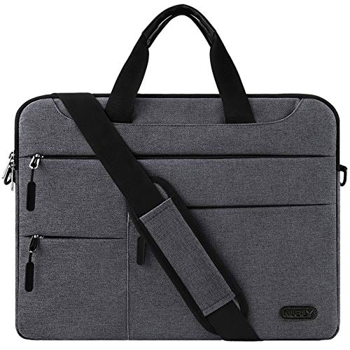 Laptoptasche Herren Aktentasche Schultertasche 14 Zoll Business Arbeitstasche wasserdichte Umhängetasche Notebooktasche für Frauen Männer Dunkelgrau von NUBILY