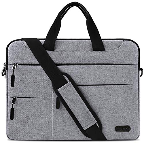 Laptoptasche Herren Aktentasche Schultertasche 15.6 Zoll Business Arbeitstasche wasserdichte Umhängetasche Notebooktasche für Frauen Männer Hellgrau von NUBILY