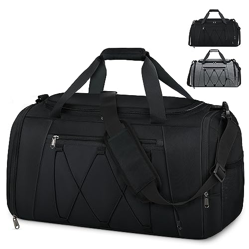 NUBILY Sporttasche Herren Damen mit Schuhfach Nassfach Wasserdicht Trainingstasche Schwimmtasche Groß Kapazität Hochwertige Reisetasche Duffle Gym Bag 40L Schwarz von NUBILY