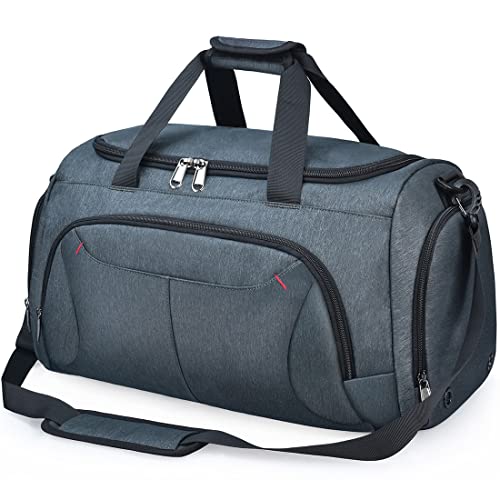 NUBILY Sporttasche Herren Reisetasche Weekender mit Schuhfach Große Wasserdicht Fitnesstasche Trainingstasche Gym Sport Tasche Handgepäck für Männer und Frauen 40L Grau-Blau von NUBILY