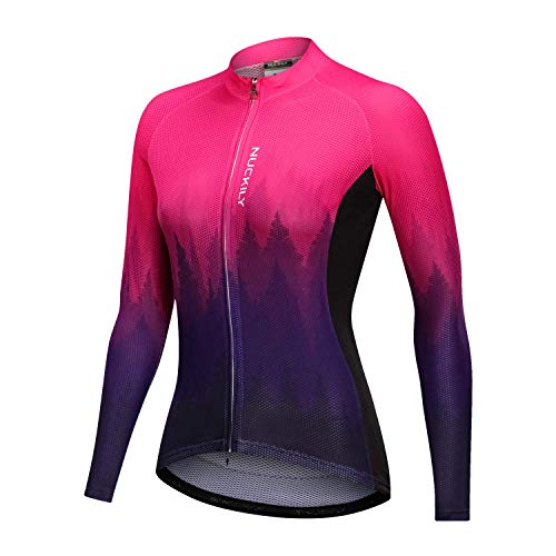 NUCKILY Damen Langarmshirts Radtrikots Radfahren Jersey Langarm Fahrrad Kleidung Shirts Tragen Mit 4 Taschen von NUCKILY