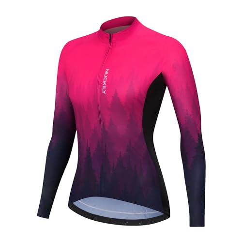 NUCKILY Damen Langarmshirts Radtrikots Radfahren Jersey Langarm Fahrrad Kleidung Shirts Tragen Mit 4 Taschen von NUCKILY