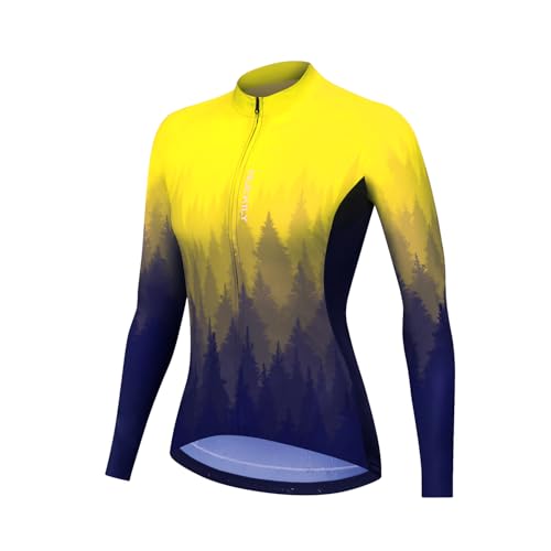 NUCKILY Damen Langarmshirts Radtrikots Radfahren Jersey Langarm Fahrrad Kleidung Shirts Tragen Mit 4 Taschen von NUCKILY