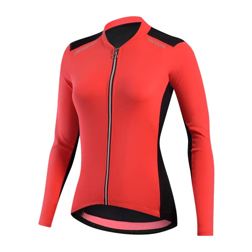 NUCKILY Damen Langarmshirts Radtrikots Radfahren Jersey Langarm Fahrrad Kleidung Shirts Tragen Mit 4 Taschen von NUCKILY