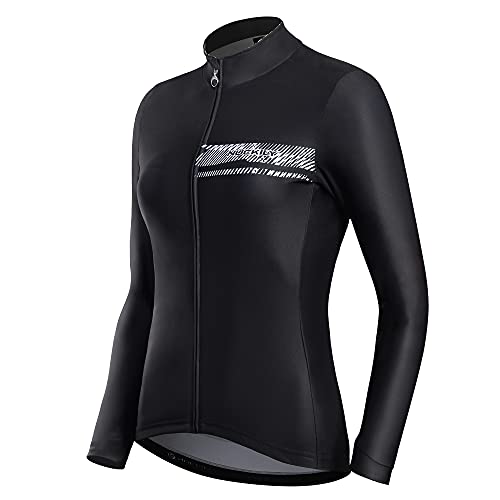 NUCKILY Damen Radfahren Jersey Thermische Vlies Langarm Fahrrad Fahrrad Kleidung Radfahren Shirts Fahrrad Tragen Mit 3 Taschen von NUCKILY