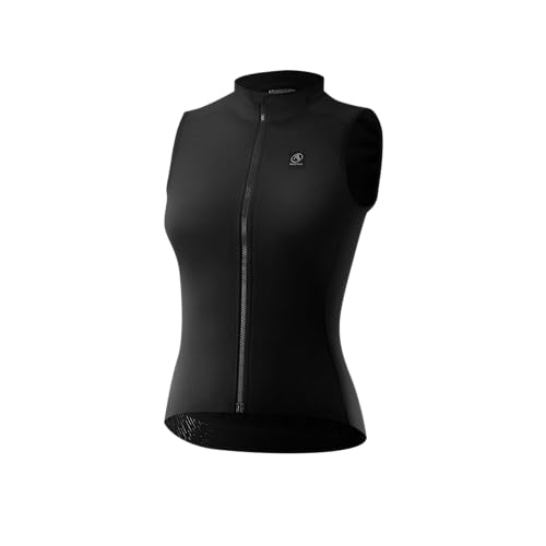 NUCKILY Damen Radtrikot, Winter Thermo Fahrradweste Radweste Winddichte Thermofleece Ärmellose Radjacke für Rennradfahren und Gravelbiking, Schwarz (DE/NL/SE/PL, Alphanumerisch, XS, Regular, Regular) von NUCKILY