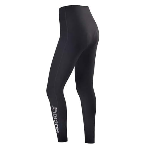 NUCKILY Fahrradhose Damen, 4D gepolsterte Lang Radlerhose Radhose mit Tasche Damen Radsport Leggings Hose (DE/NL/SE/PL, Alphanumerisch, M, Regular, Regular, Schwarz) von NUCKILY