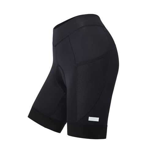 NUCKILY Damen Fahrradshorts, Gepolsterte Fahrradshorts Schnelltrocknende Fahrradshorts mit Tasche, Damen Kurze elastische Fahrradshorts mit Sitzpolsterung, 4D Fahrradshorts für Frauen von NUCKILY