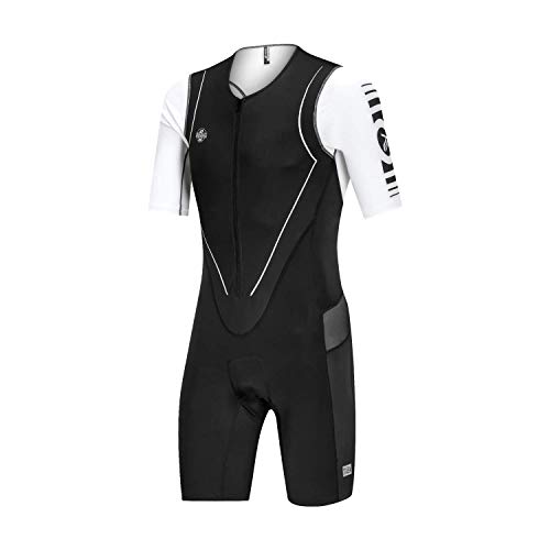 NUCKILY Herren Gepolsterter Prämium Pro Triathlon Tri Anzug Kompression Ärmellos Kurzarm Duathlon Laufen Schwimmen Fahrradfahren Skinsuit von NUCKILY