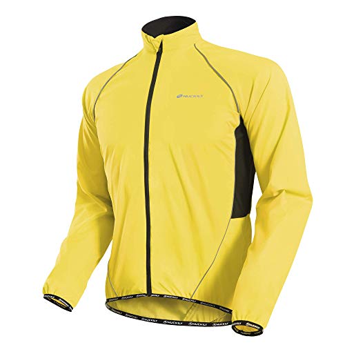 NUCKILY Herren Multifunktionelle Fahrradjacke Windjacke Regenjacke Winddicht Wasserabweisend MTB Mountainbike Jacket (DE/NL/SE/PL, Alphanumerisch, XS, Regular, Regular, Gelb) von NUCKILY