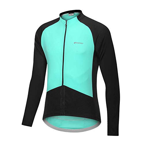 NUCKILY Herren Radfahren Jersey Langarm Fahrrad Kleidung Kleidung Radfahren Shirts reflektierende Streifen mit 3 Taschen von NUCKILY