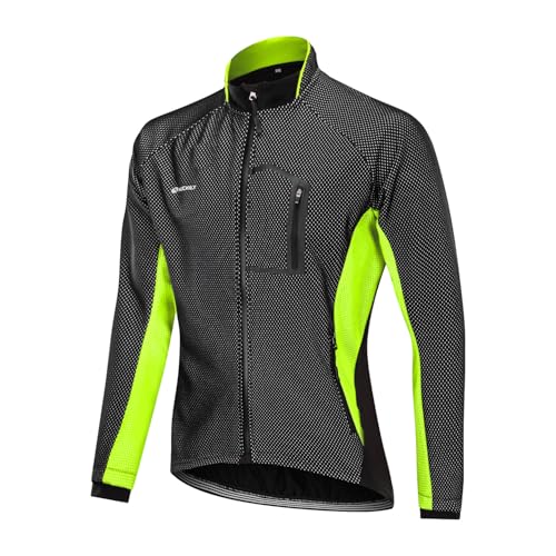 NUCKILY Herren Radsport Jacke Langarm Winter Thermo Fleece Fahrradbekleidung Langärmeliges Fahrradtrikot mit Thermofleecefutter mit 3 Taschen von NUCKILY