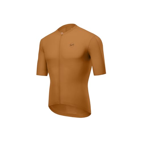NUCKILY Herren Radtrikot Kurzarm Radtrikot Road Riding Fahrradtrikot mit Taschen, atmungsaktiv & leicht, CAMEL, Klein von NUCKILY
