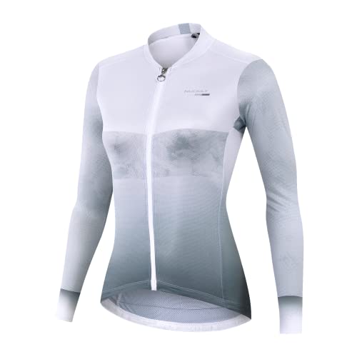 NUCKILY Radtrikot Damen Langarm | Mountainbike-Kleidung | Sommer-Rad-Top Langarm | MTB-Jersey | Schnelltrocknend Mit 3 Taschen von NUCKILY