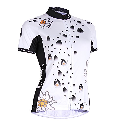 NUCKILY Radtrikot Kurzarm Frauen Biking Shirts Damen Fahrrad Kleidung Bike Jacke Tops Bequem Schnell Trocken mit 3 Taschen von NUCKILY