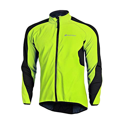 NUCKILY Winddichte Herren-Winterjacke, Thermo-Fleece, Fahrradtrikot, wasserabweisend, für Mountainbike, Rennrad (NJ604-W Grün, XXL) von NUCKILY