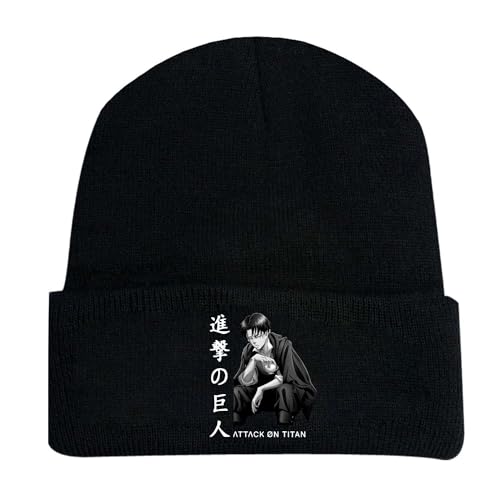 Attack On Ti-tan Mütze Damen Winter, Warme Slouchy Mütze Beanie mit Druck, Leicht Atmungsaktiv Laufmütze für Damen Herren-Black-C||1 Piece von NUCLEOX