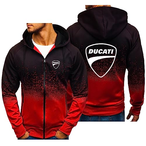 Herren Übergangsjacke DU.CA.Ti, Sweatjacke Kapuzenjacke mit Druck, Unisex Kapuzenjacke Mode Jacke Trainingsanzug-Red||XL von NUCLEOX