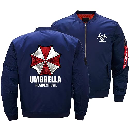 NUCLEOX Bomberjacke Herren Resid.ent Evil, Leicht Motorrad Jacke mit Reißverschlusstaschen, Frühling Herbst Biker Trainingsjacke Bomberjacke-Blue||5XL von NUCLEOX