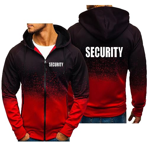 NUCLEOX Herren Hoodie Sweatshirtjacke SEC.URI-TY, Zip Up Langarm Kapuzenpullover Sweatjacke, Vintage Hoodie Jacke Unisex Sweatjacke-Red||3XL von NUCLEOX