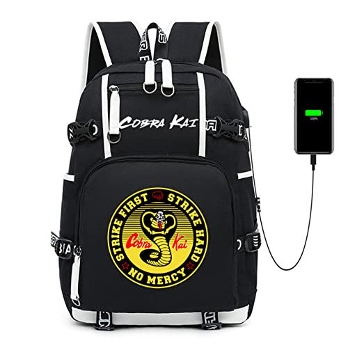 NUCLEOX Kinder Schule Schulranzen Co.bra Kai, Modischer Bedruckter Rucksack für Schüler, Schule Freizeit Kinderrucksäck für Geschenk Anime Fans -A||47X30X15CM von NUCLEOX