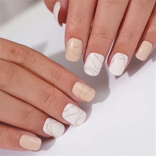 24 Stück künstliche Nägel mit französischer Spitze, für Damen, einfaches Design, leicht zu drücken, für Partys und den täglichen Gebrauch von NUEAYMS