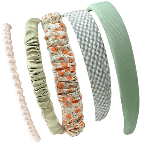 5 Stück elastisches Kopfband, Perlen-Akzent, Haarspange für Damen, elegantes Stoff-Stirnband für Mädchen, tägliches Styling und besondere Anlässe für formelle Anlässe von NUEAYMS