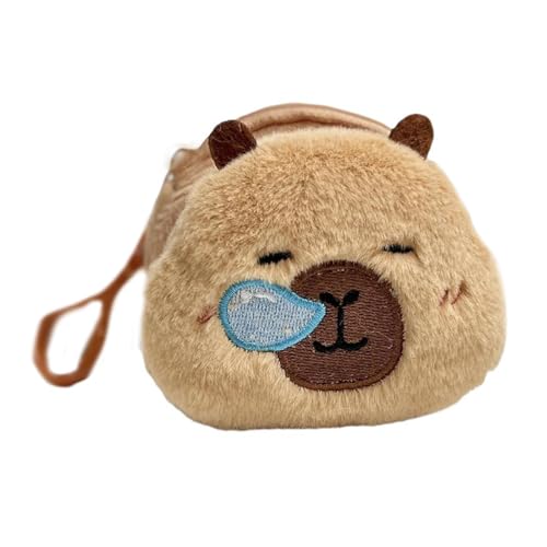 Auffällige Capybara Plüsch-Münzbeutel, funktionale Aufbewahrungstasche, praktische Plüsch-Geldbörse mit Reißverschluss für den täglichen Gebrauch, tragbarer Münzhalter, a, Mass Beauty von NUEAYMS