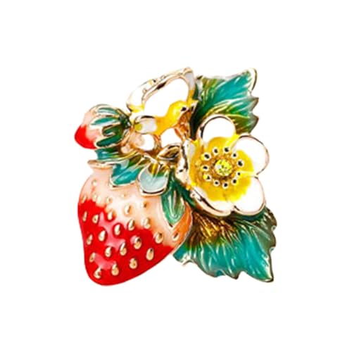 Einzigartige Erdbeer-Brosche mit Strasssteinen, zartes Mode-Accessoire, tragbar für Kleidung und Taschen, Dekoration, Freizeitkleidung, Mode-Accessoire, Einheitsgröße, Wie beschrieben von NUEAYMS