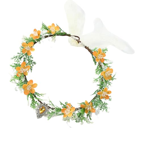 Funkelndes Blumen-Stirnband mit verstellbaren Strasssteinen, weiches Stoffdesign für Hochzeit von NUEAYMS