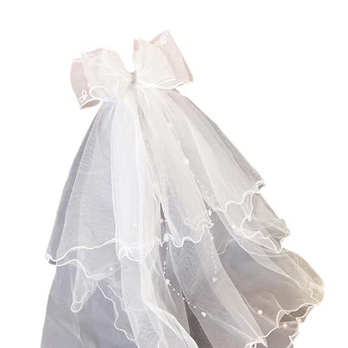 Haarklammer aus weißem Tüll für Kommunion, Osterfeier und Hochzeit, Erstkommunion, フリーサイズ von NUEAYMS