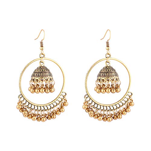 Jhumka-Ohrringe im Retro-Stil mit Glöckchen, indisch, ethnisch, baumelnd, Modeschmuck, Dekoration für Frauen und Mädchen, Einheitsgröße, Metall, Nein von NUEAYMS