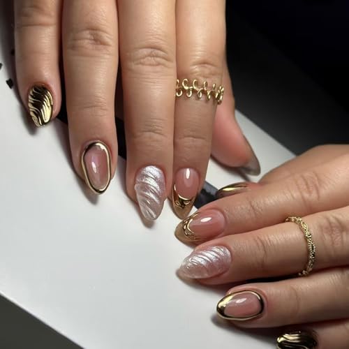 Künstliche Fingernägel zum Aufdrücken auf künstliche Acryl-Klebstoffe, französische Spitzen, Acrylkleber, Nägel für Frauen, transparent, 24 Stück von NUEAYMS