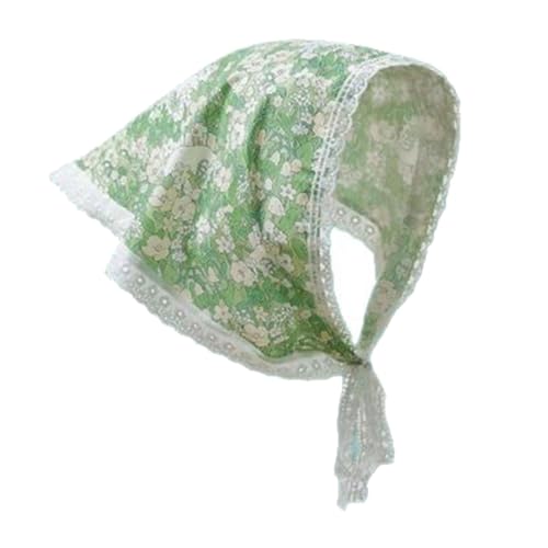 NUEAYMS] Dreieckskopf mit Spitzenbesatz und Blumendruck-Design für Reisefotografie, Frühlingsgrün, Einheitsgröße von NUEAYMS