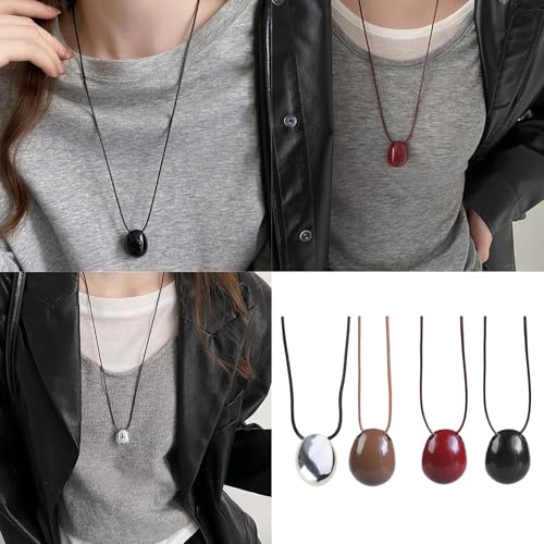 NUEAYMS Lange Halskette mit Wachskordel, elegante Perlenverzierung, Halszubehör, geeignet für verschiedene Anlässe, einzigartiges Mode-Statement, Einheitsgröße, Wie beschrieben, Wie beschrieben von NUEAYMS