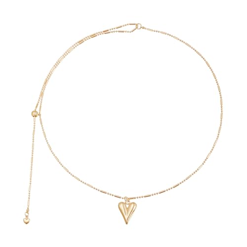 NUEAYMS Verstellbare Halskette mit Herz-Anhänger mit minimalistischer Kette, vielseitige Zuglänge für alltägliche Eleganz, leicht, formelle Anlässe von NUEAYMS