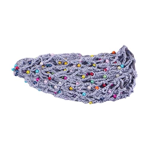 Netz-Haarnetz, Polyester, gestrickt, Schlauchschal, gehäkelt, verziert mit Kunstperlen, von NUEAYMS