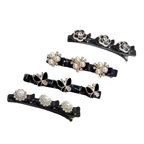 Set mit 4 Haarklammern im Blumendesign, starker Halt, Kugel, große Haarlippen, dünn, tolles Damen-Zubehör für einen aktiven Lebensstil von NUEAYMS