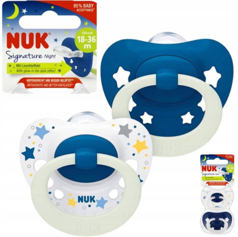 NUK Schnuller NUK Schnuller Silikon 18-36M Signature Night 2er Set + Etui von NUK