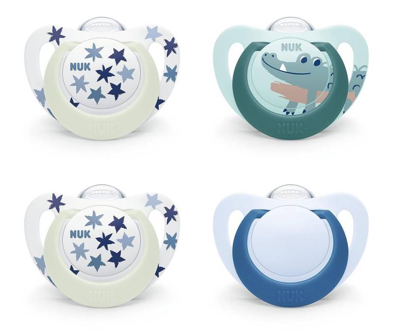 NUK Schnuller NUK Star Schnuller Silikon Blau Gr.2 – 4er Set, BPA-frei von NUK