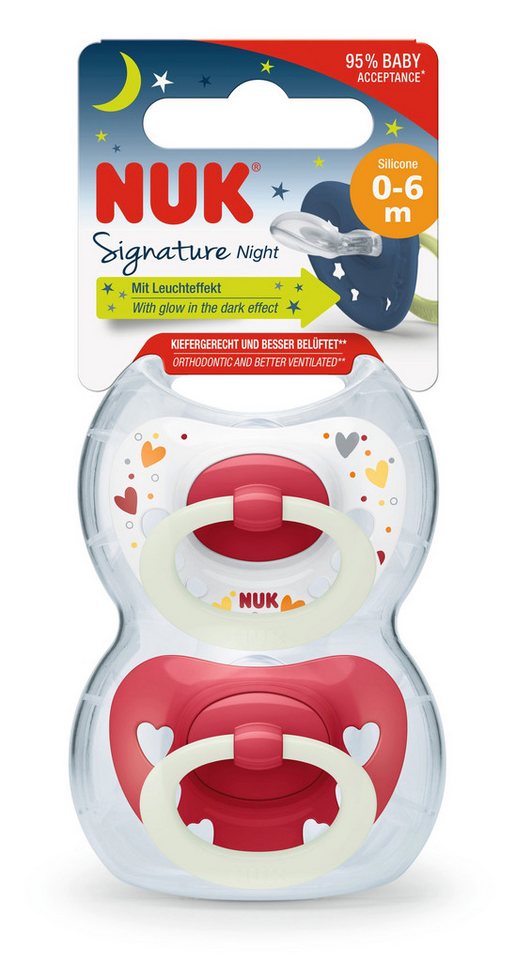 NUK Schnuller Signature Night Silikon 2er - Wir leuchten im Dunkeln, mit wiederverwendbarer Schnullerbox NUK Schnuller Signature Night Silikon 2er - Wir leuchten im Dunkeln, mit wiederverwendbarer Schnullerbox von NUK