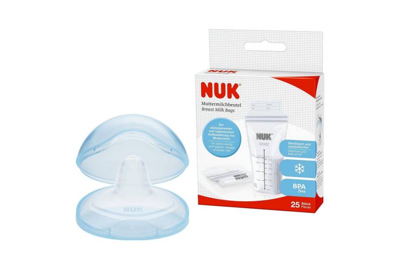 NUK Stillhütchen NUK Brustschalen Stillhütchen 2er L und muttermilchbeutel(25st) set (2 Paar) von NUK