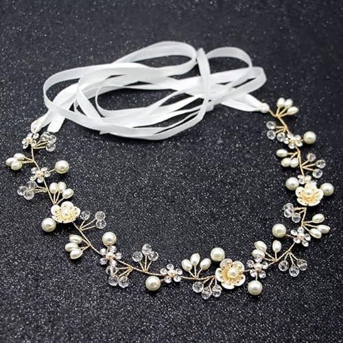 Braut-Accessoires ästhetische Blumen handgefertigt Perlen Stirnband Hochzeitskleid Mädchen Kopfbedeckung Haarschmuck Schmuck von NUKAF
