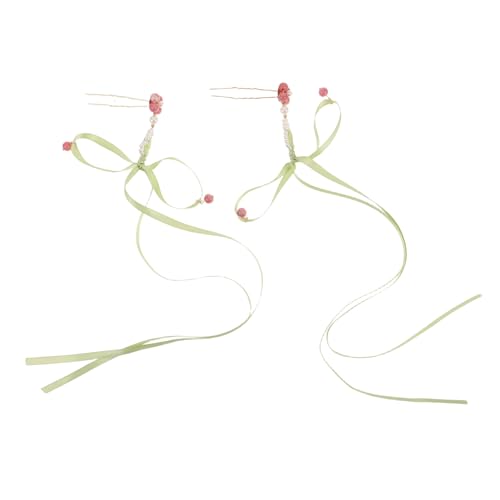 NULYLU Haarnadeln in U-form Vintage-inspirierter Haarstab Mit Schleifenquaste Und Kunstperlen Chinesische Haarstäbchen Kopfschmuck Für Frauen von NULYLU