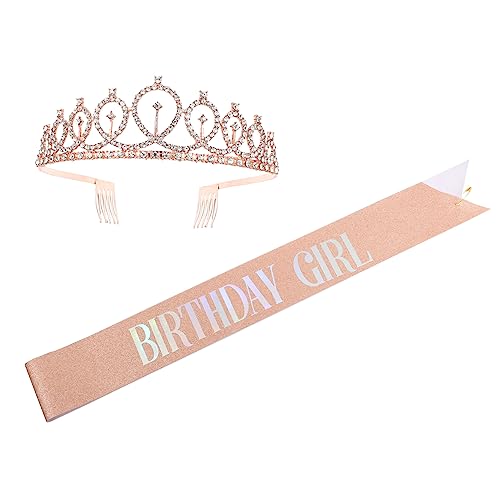 NULYLU 1satz Geburtstags-schärpe Und Krone Für Mädchen Praktisches Party-deko-set Für Unvergessliche Feiern Strapazierfähiges Material Geschenkidee Für Geburtstagsfeiern von NULYLU