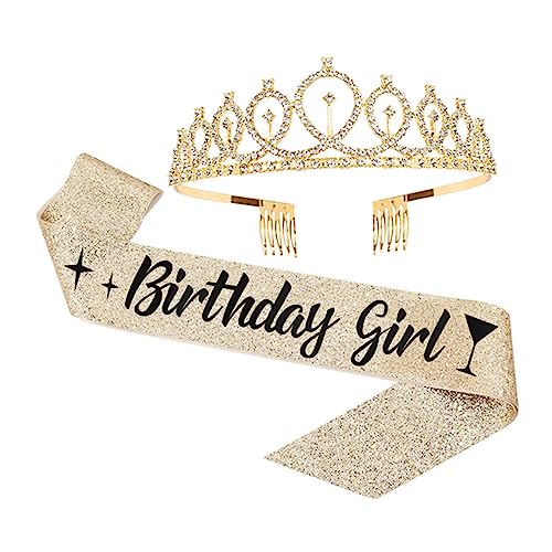 NULYLU 1satz Geburtstagskrone Und Schärpe Für Mädchen Dekoration Für Geburtstagsfeiern Schultergurt Und Funkelndem Design Für Unvergessliche von NULYLU