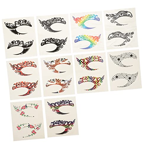 NULYLU 10 Paare Temporäre Eyeliner Aufkleber Selbstklebende Augen Make Up Decals Schmierresistente Wasserfeste Eye Makeup Sticker Halloween Tattoo Mix Einfach Anzubringen Langanhaltend von NULYLU