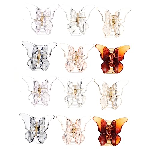 NULYLU 12stücke Teiliges Bunte Schmetterling Haarklammern Für Damen Rutschfeste Haarspangen Transparent Champagner Für Make-up Und Alltag von NULYLU