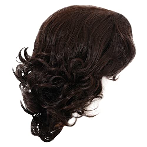 NULYLU 1stück Herren Perücke Kurze Lockige Schichten Mit Schrägfransen Natürlicher Look Für Cosplay Und Tägliche Nutzung Bequem Und Atmungsaktiv Braune Haarfarbe von NULYLU